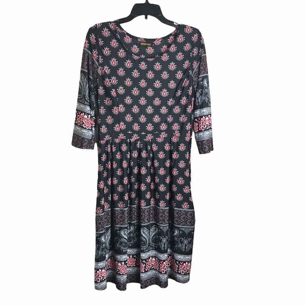 NWOT - REBORN - Round Neckline 3/4 Sleeves Dress